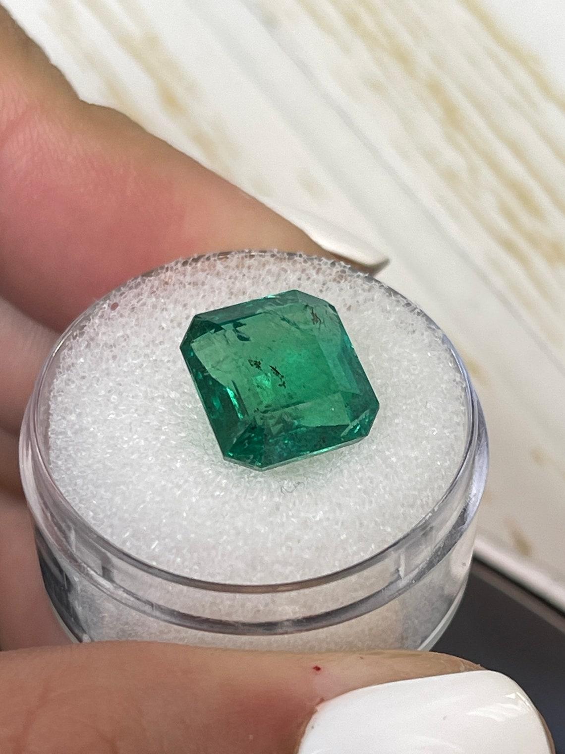 6,54 Karat 11,3x10.6 Medium Tiefgrüner sambischer Smaragd im Smaragdschliff Mai Geburten (Moderne) im Angebot