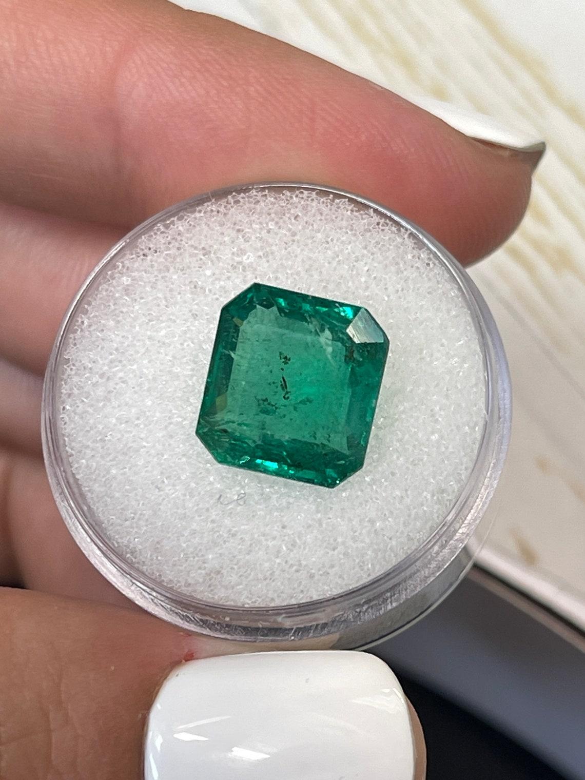 6,54 Karat 11,3x10.6 Medium Tiefgrüner sambischer Smaragd im Smaragdschliff Mai Geburten im Zustand „Neu“ im Angebot in Jupiter, FL