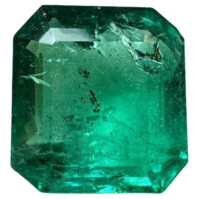 6.54 Carat 11.3x10.6 Medium Deep Green Zambian Emerald - Emerald Cut May Births