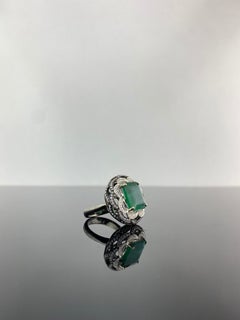 6.54 Carat Emerald and Diamond Cocktail Engagement Ring