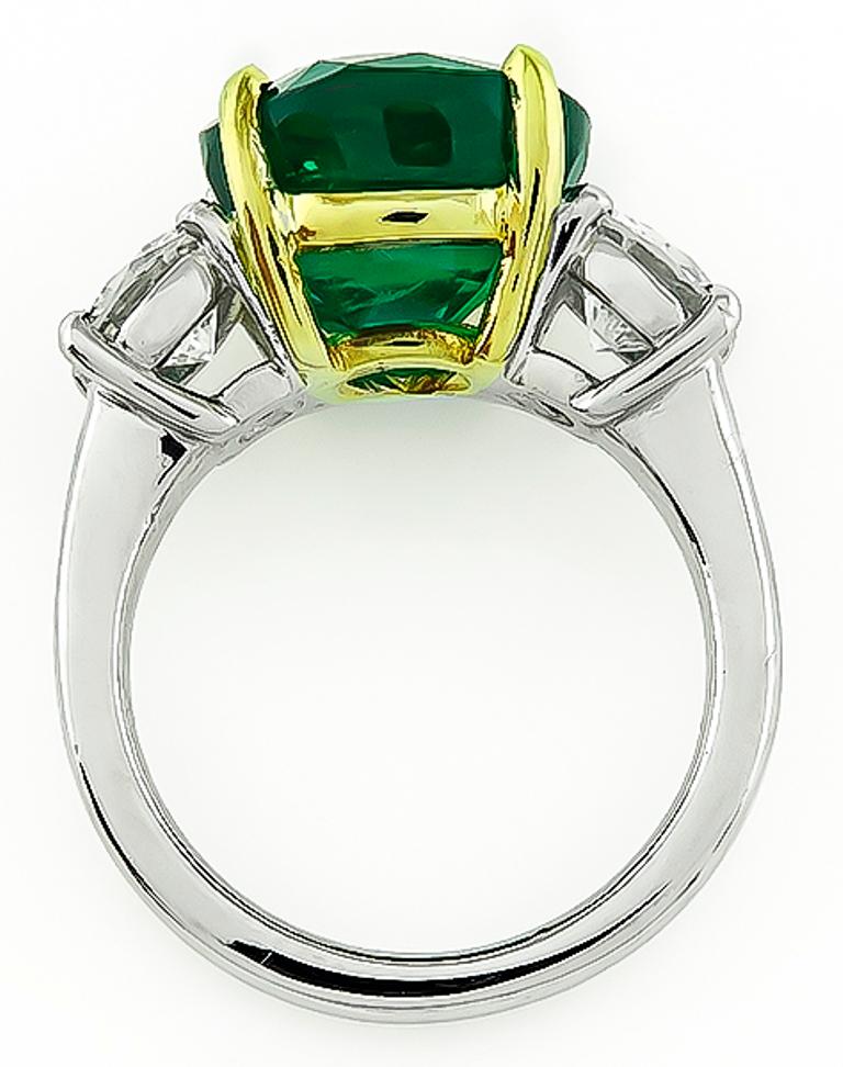 6.54 Carat Emerald GIA Certified 1.56 Carat Diamond Anniversary Ring In Good Condition In New York, NY