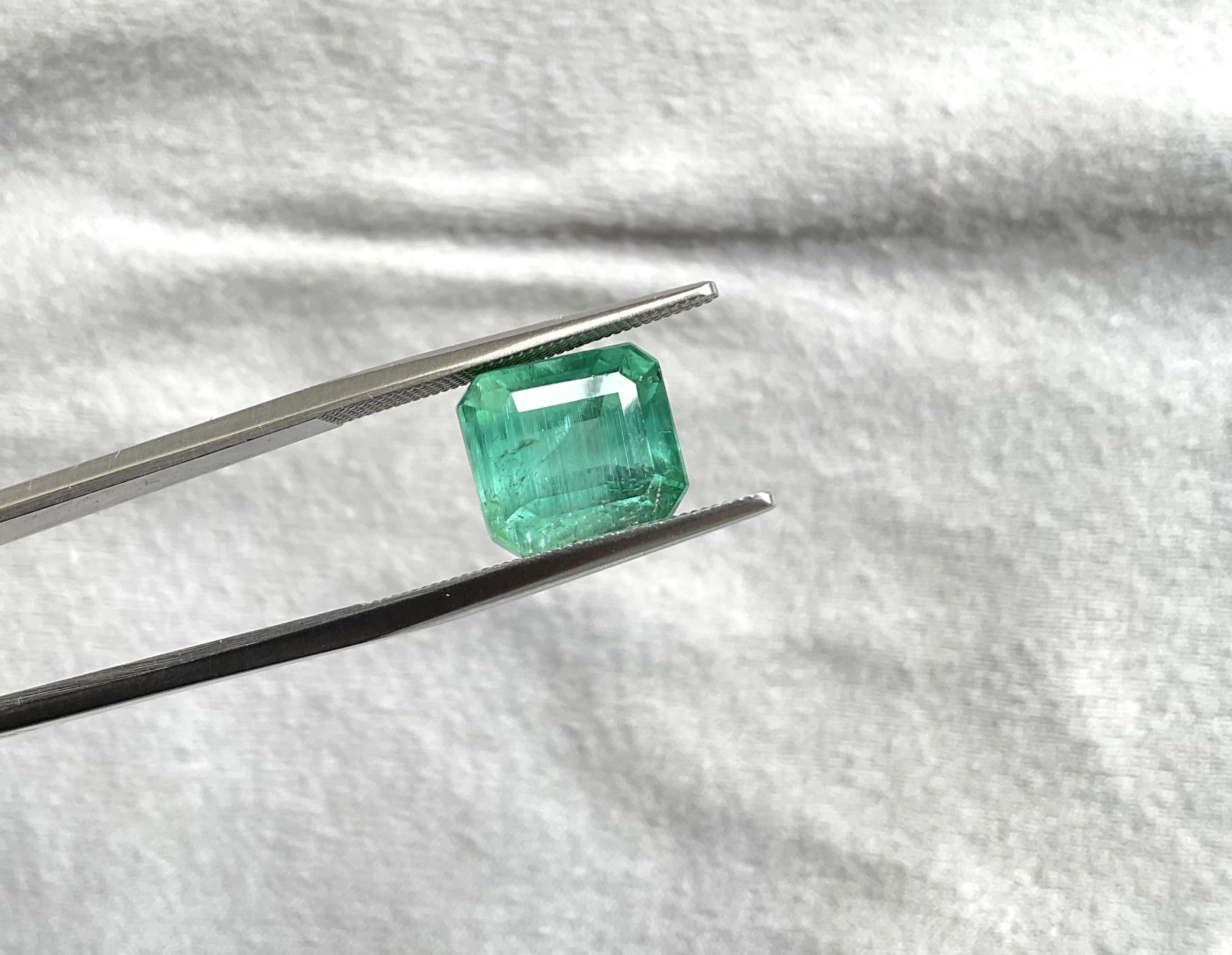 Taille octogone Pierre de taille octogonale à facettes vert bleuté de 6,54 carats de qualité naturelle en vente