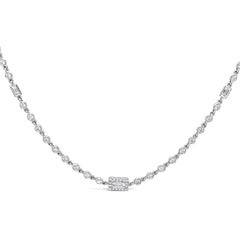 Roman Malakov 6.54 Carats Total Baguette & Round Diamonds By the Yard Necklace