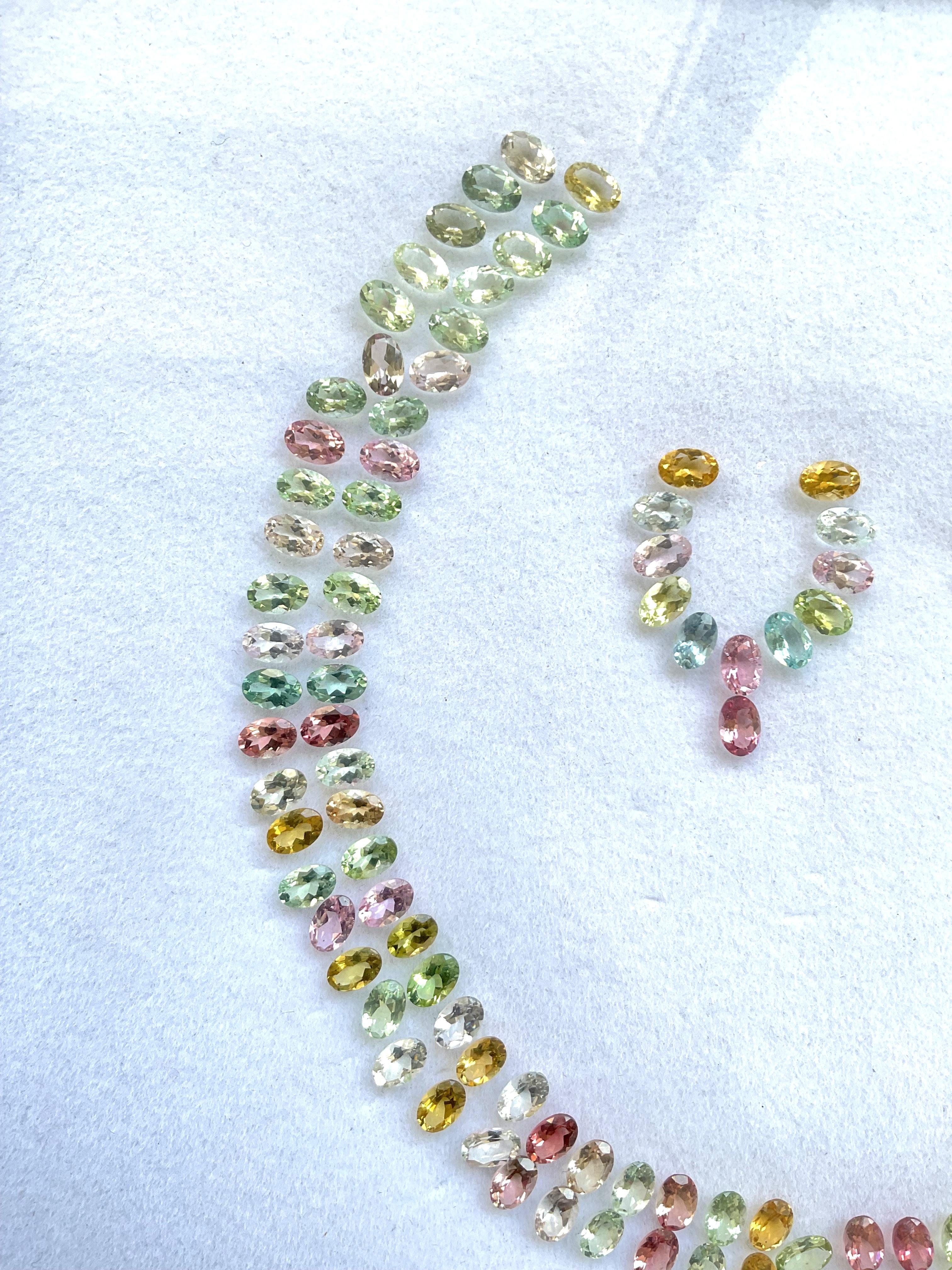 Oval Cut 65.40 Carats Oval Tourmaline Layout Suite Faceted cut stones Natural Gems For Sale