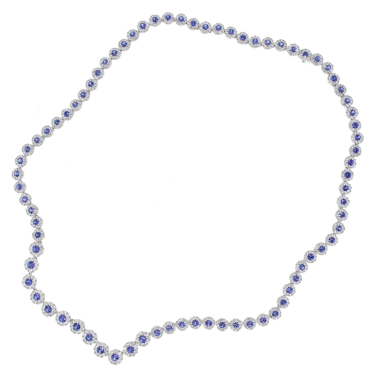 6.55 Carat Blue Sapphire Necklace In New Condition In Boca Raton, FL