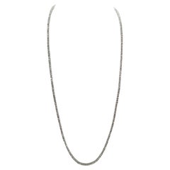 6.55 Carat Brilliant Cut Diamond Tennis Necklace 14 Karat White Gold 22''