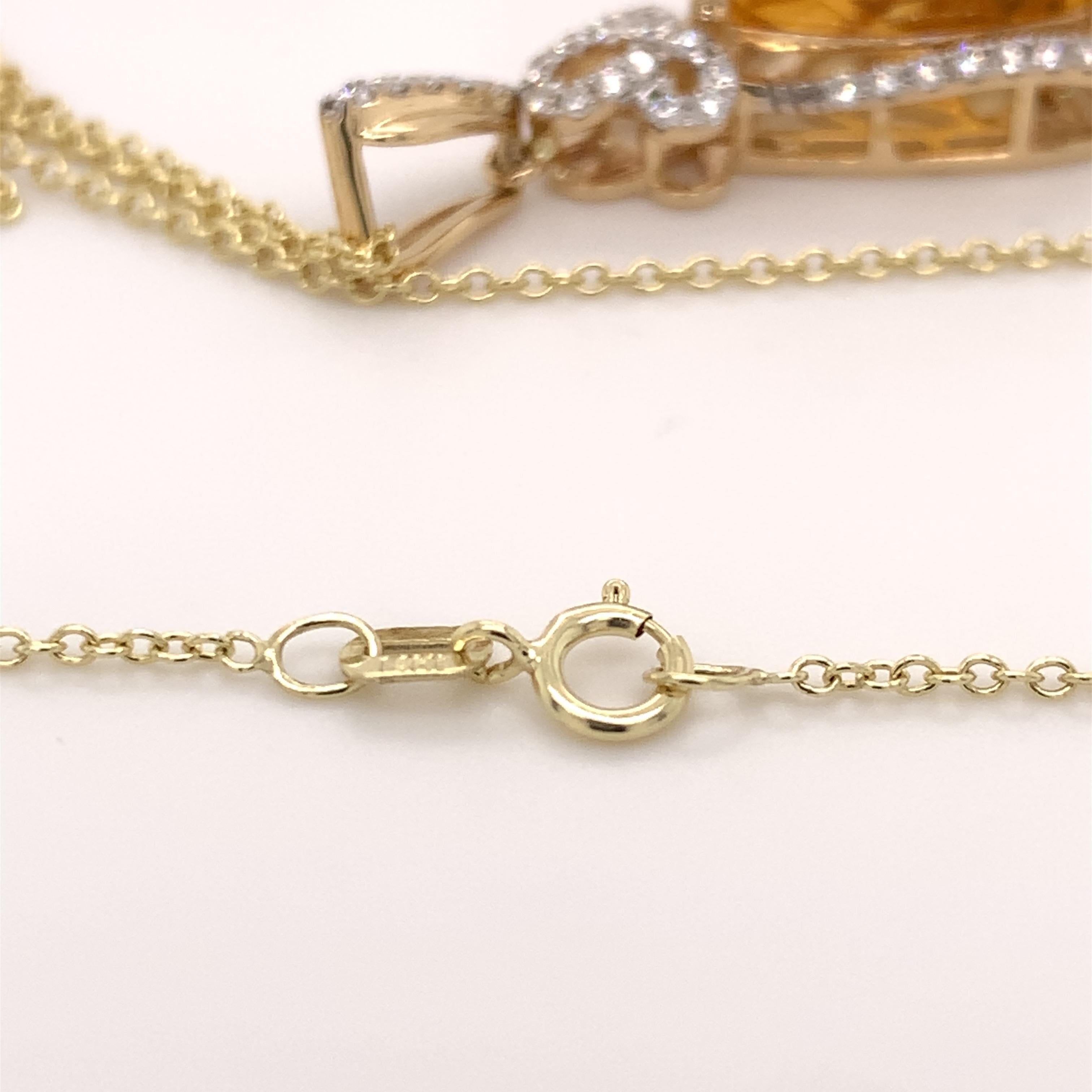 6.55 Carat Citrine Diamond Pendant In New Condition In Richmond, BC