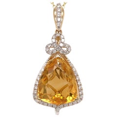 6.55 Carat Citrine Diamond Pendant