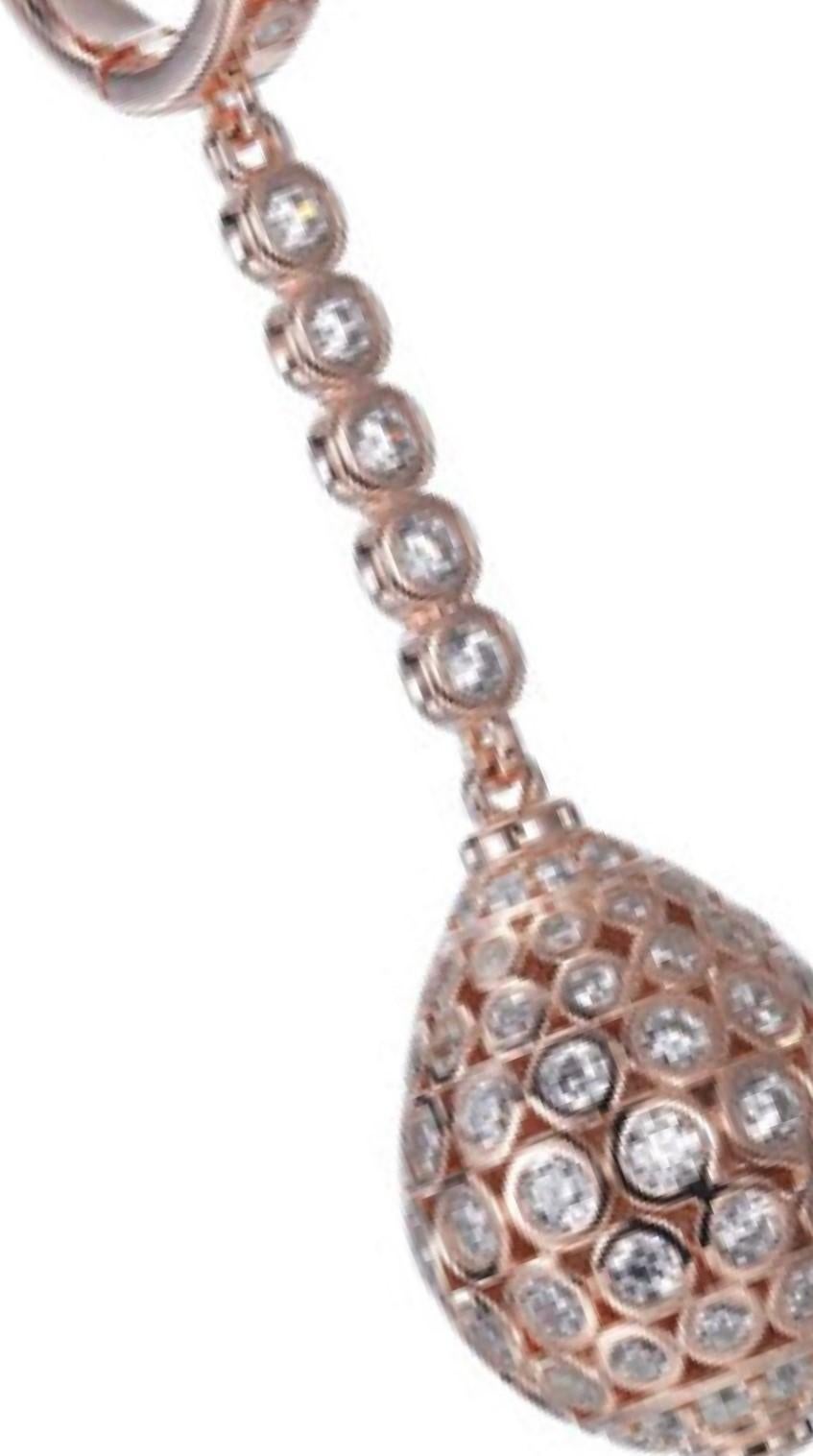 Art Deco 6.55 Carat Cubic Zirconia Rose Gold Aladdin Drop Designer Cocktail Earrings For Sale