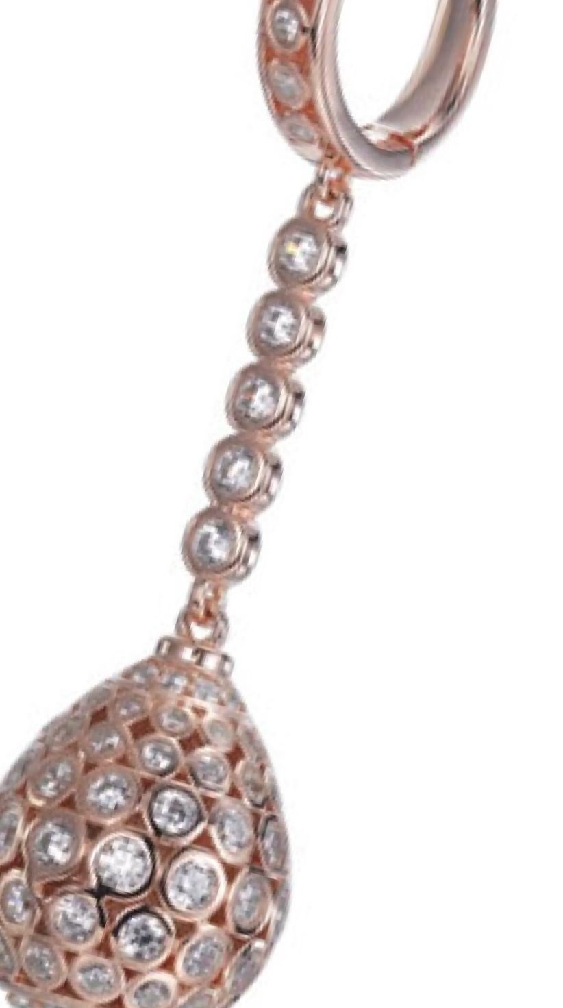 Women's 6.55 Carat Cubic Zirconia Rose Gold Aladdin Drop Designer Cocktail Earrings For Sale