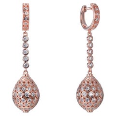 Boucles d'oreilles cocktail en goutte Aladdin en or rose et zirconia cubique de 6,55 carats