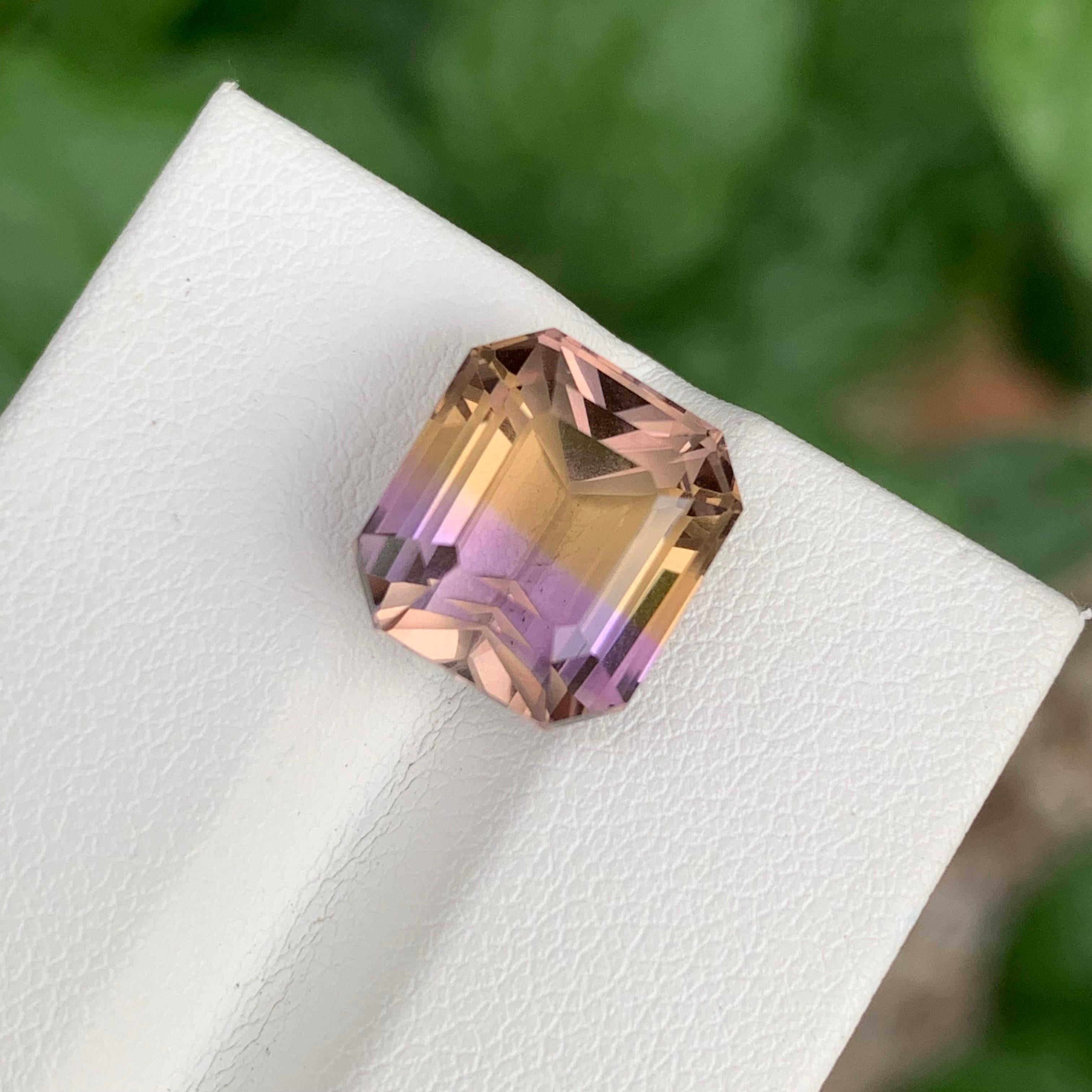 Emerald Cut 6.55 Carat Natural Loose Ametrine Emerald Shape Gemstone From Brazil Mine For Sale