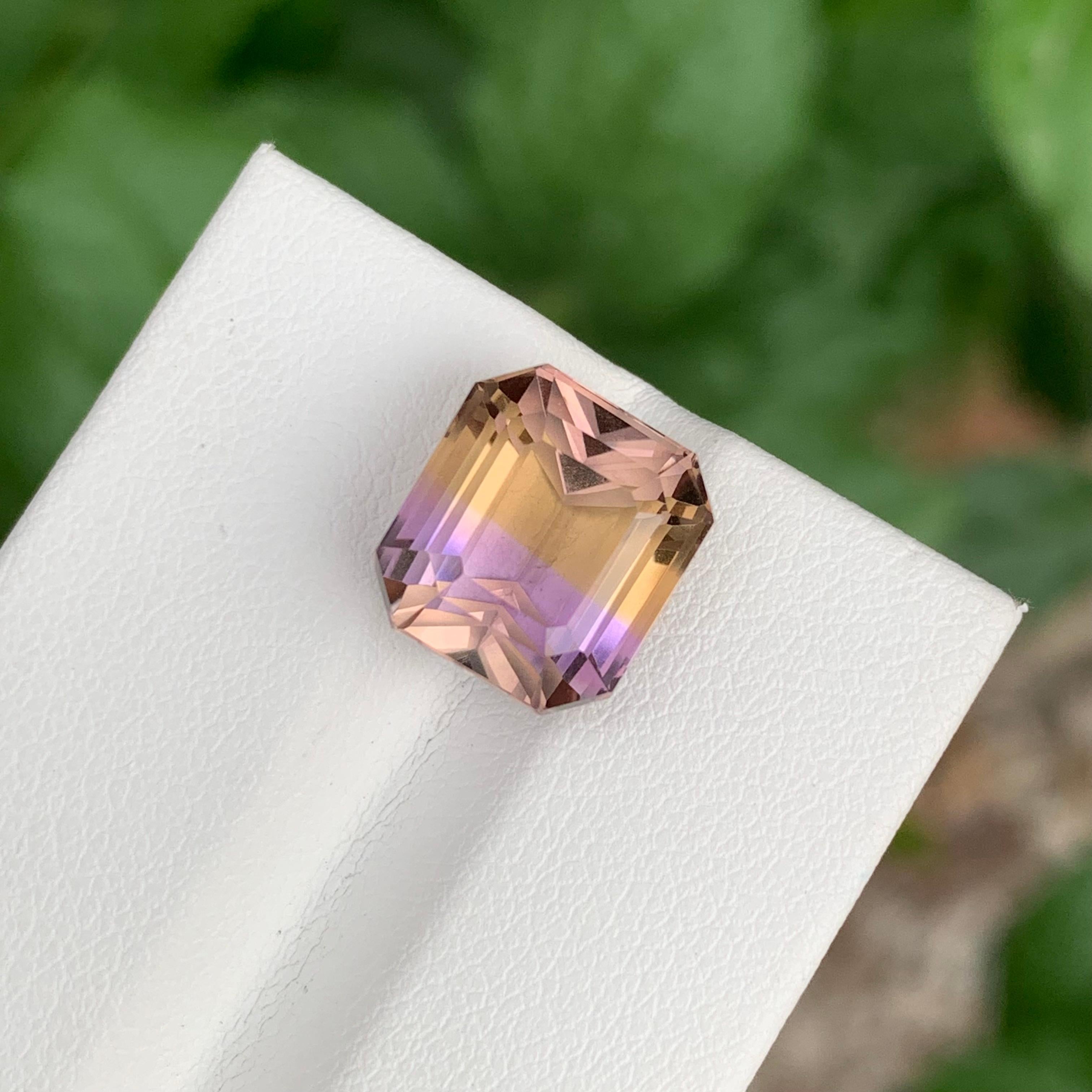 6.55 Carat Natural Loose Ametrine Emerald Shape Gemstone From Brazil Mine In New Condition For Sale In Peshawar, PK