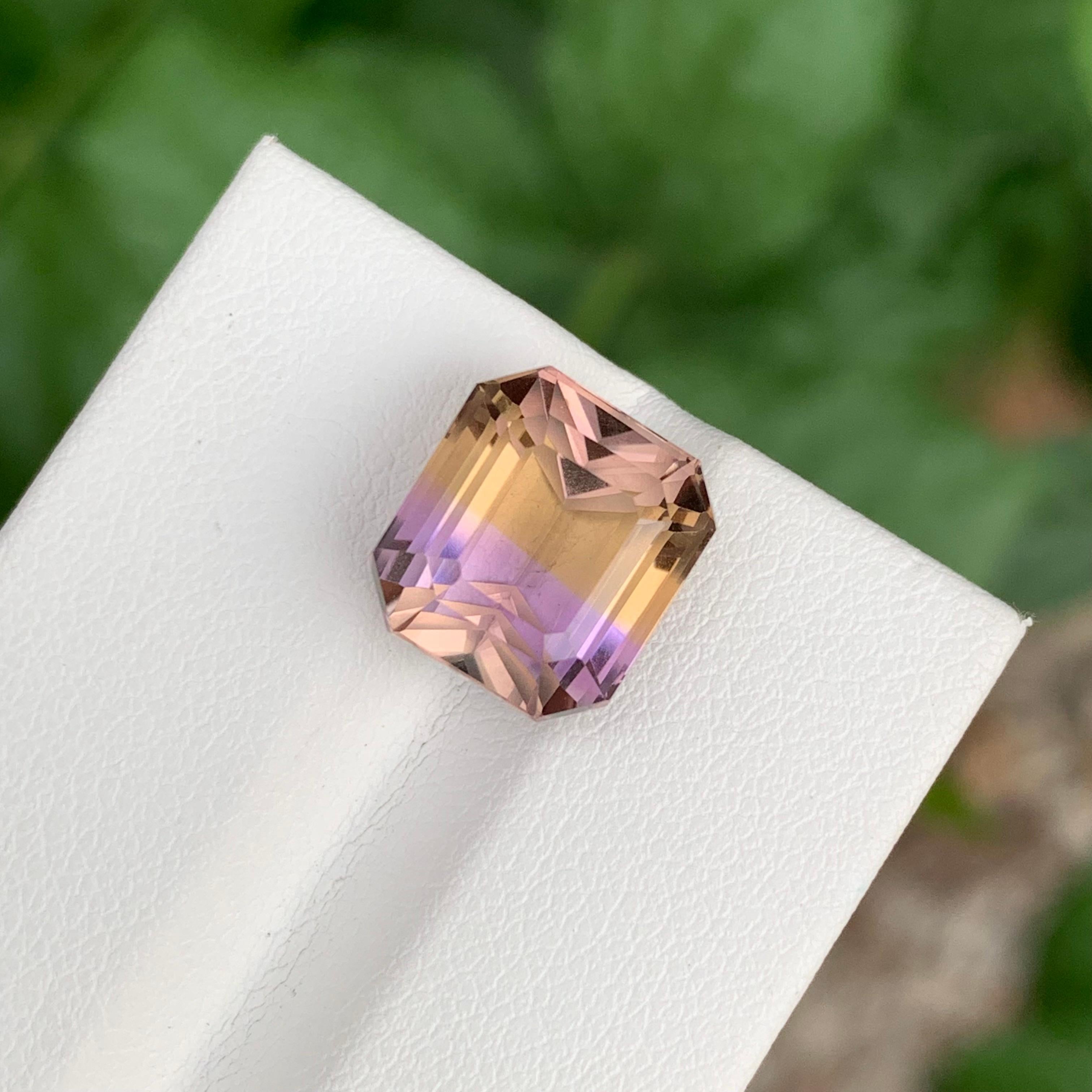 6.55 Carat Natural Loose Ametrine Emerald Shape Gemstone From Brazil Mine For Sale 1