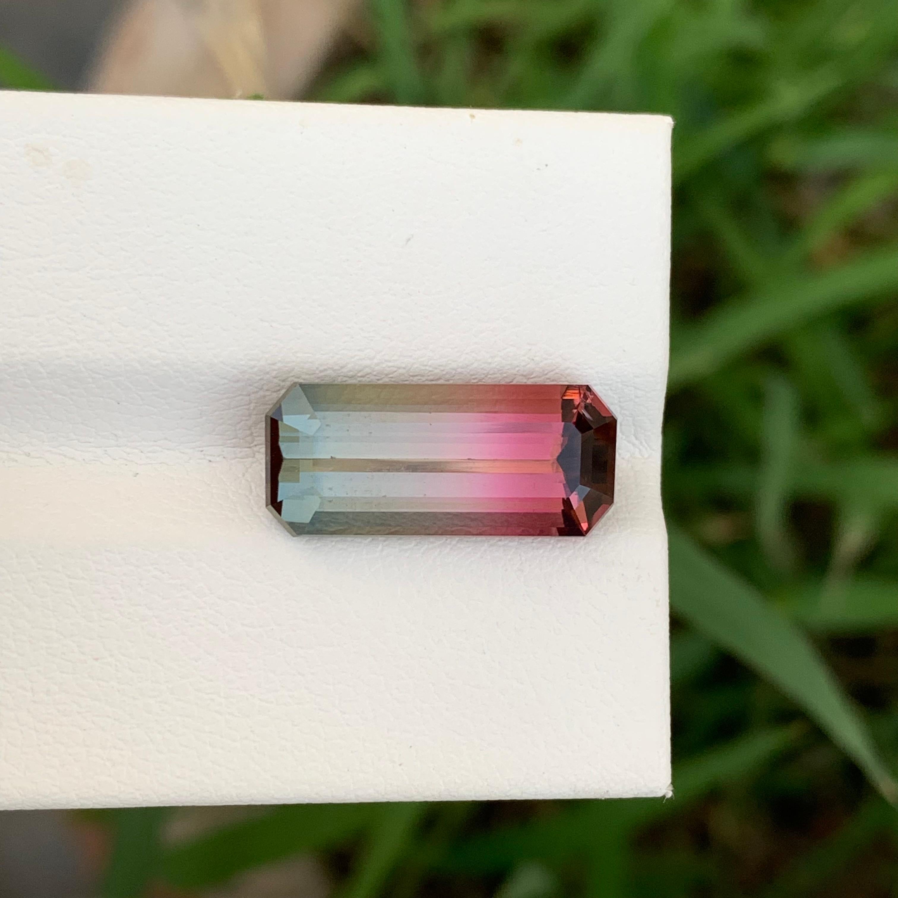 6.55 Karat natürlicher loser, mehrfarbiger Turmalin in Smaragdform für Schmuck im Angebot 4