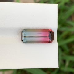 6.55 Carat Natural Loose Bi Colour Tourmaline Emerald Shape Gem For Jewellery