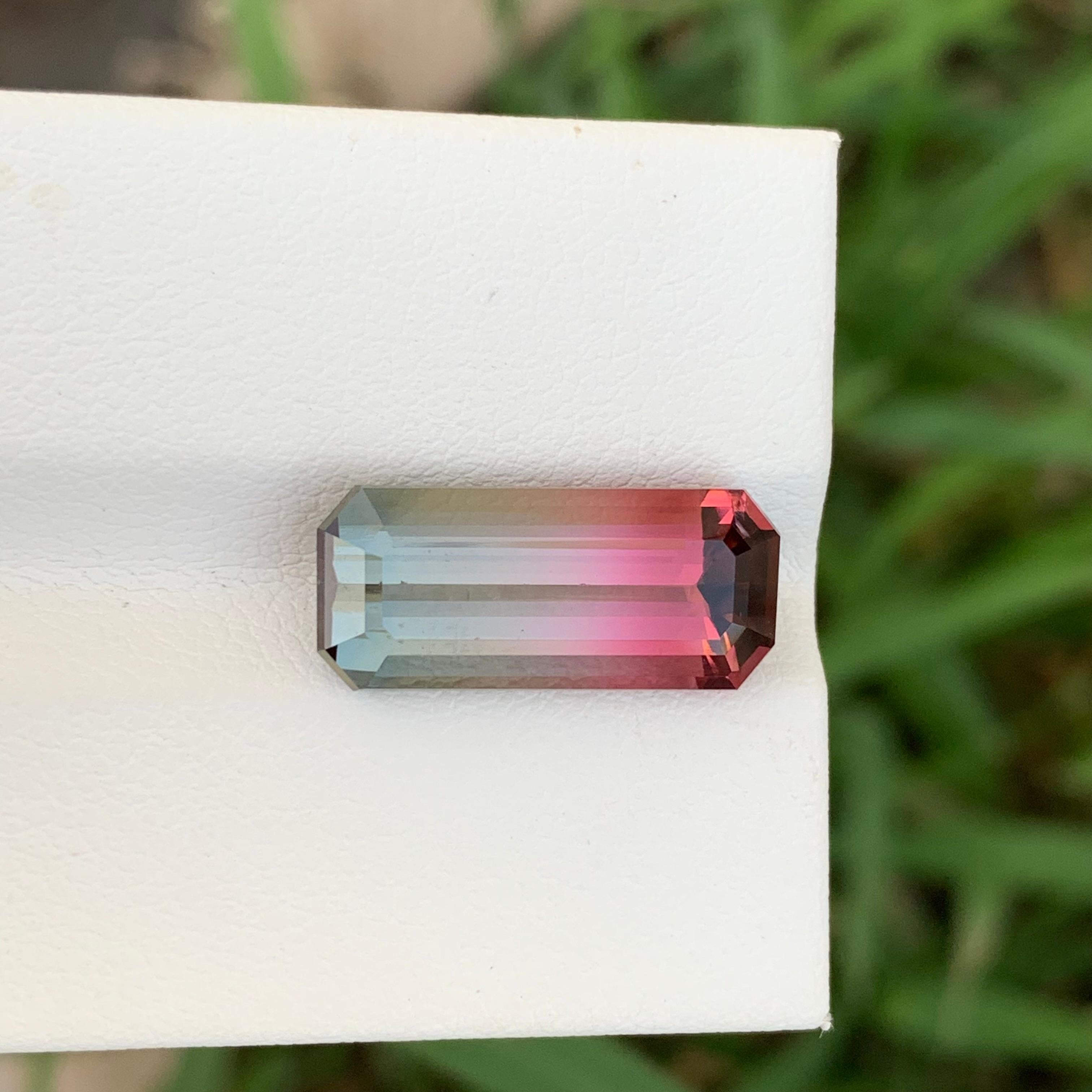 6.55 Karat natürlicher loser, mehrfarbiger Turmalin in Smaragdform für Schmuck (Arts and Crafts) im Angebot