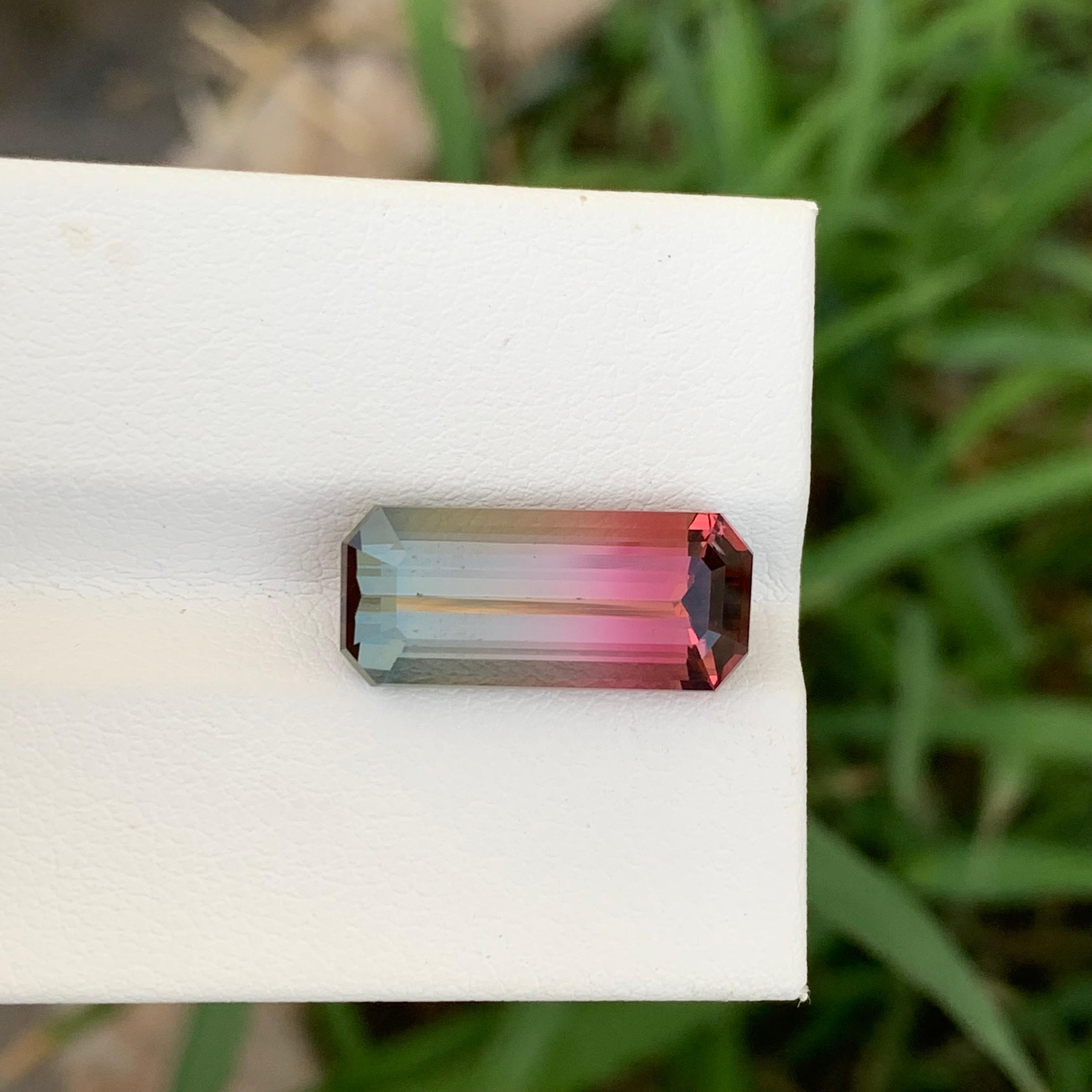 6.55 Karat natürlicher loser, mehrfarbiger Turmalin in Smaragdform für Schmuck im Angebot 2