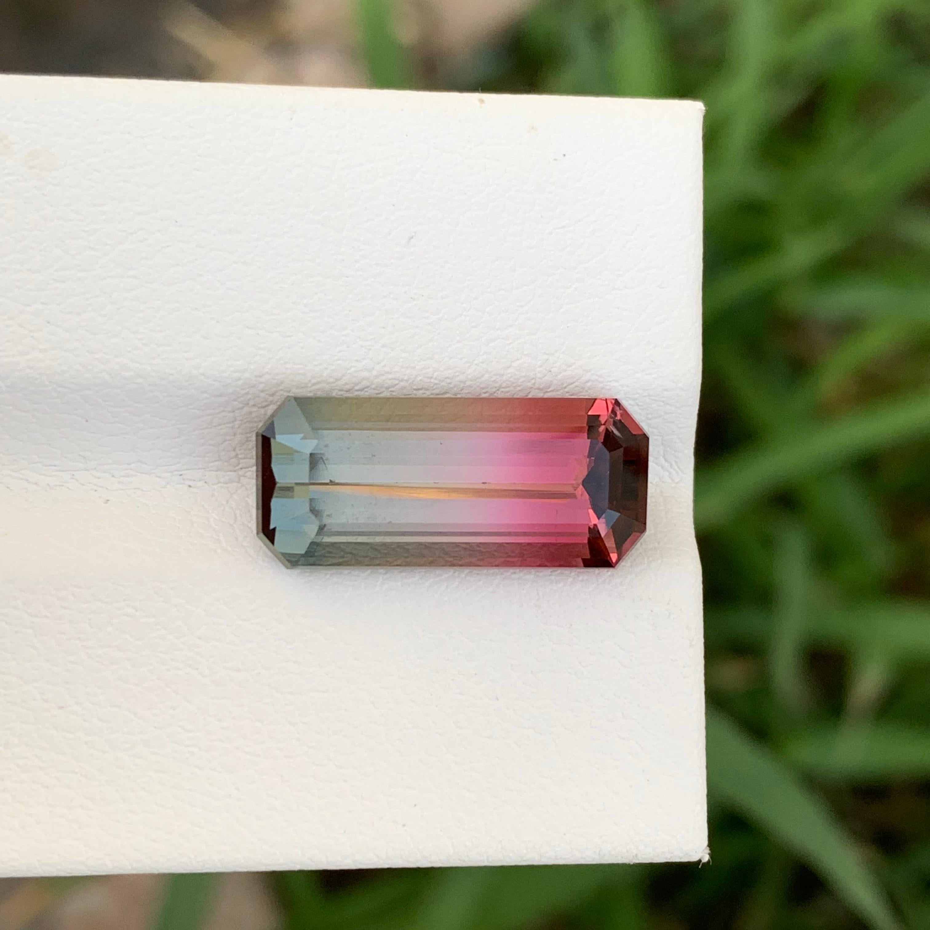 6.55 Karat natürlicher loser, mehrfarbiger Turmalin in Smaragdform für Schmuck im Angebot 3