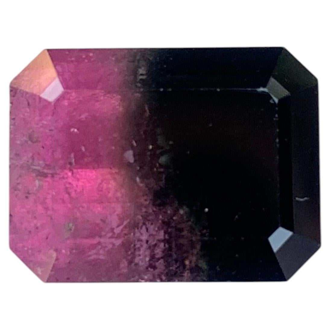 6.55 Carat Natural Loose Bi Colour Tourmaline Emerald Shape Gemstone For Sale