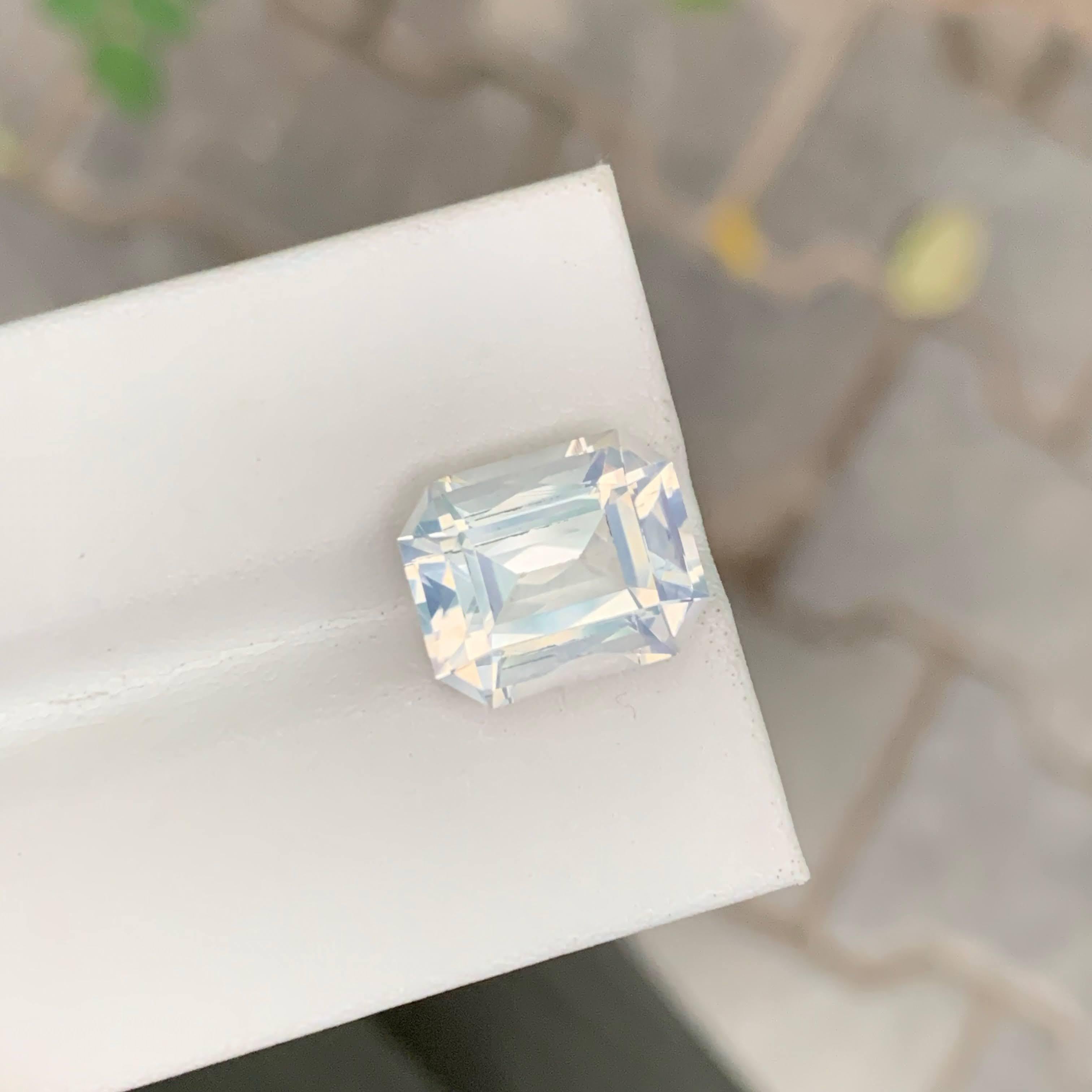 6.55 Carat Natural Loose Milky Quartz Stone Emerald Cut Faceted African Gemstone For Sale 6