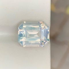 6.55 Carat Natural Loose Milky Quartz Stone Emerald Cut Faceted African Gemstone (pierre à facettes africaine)