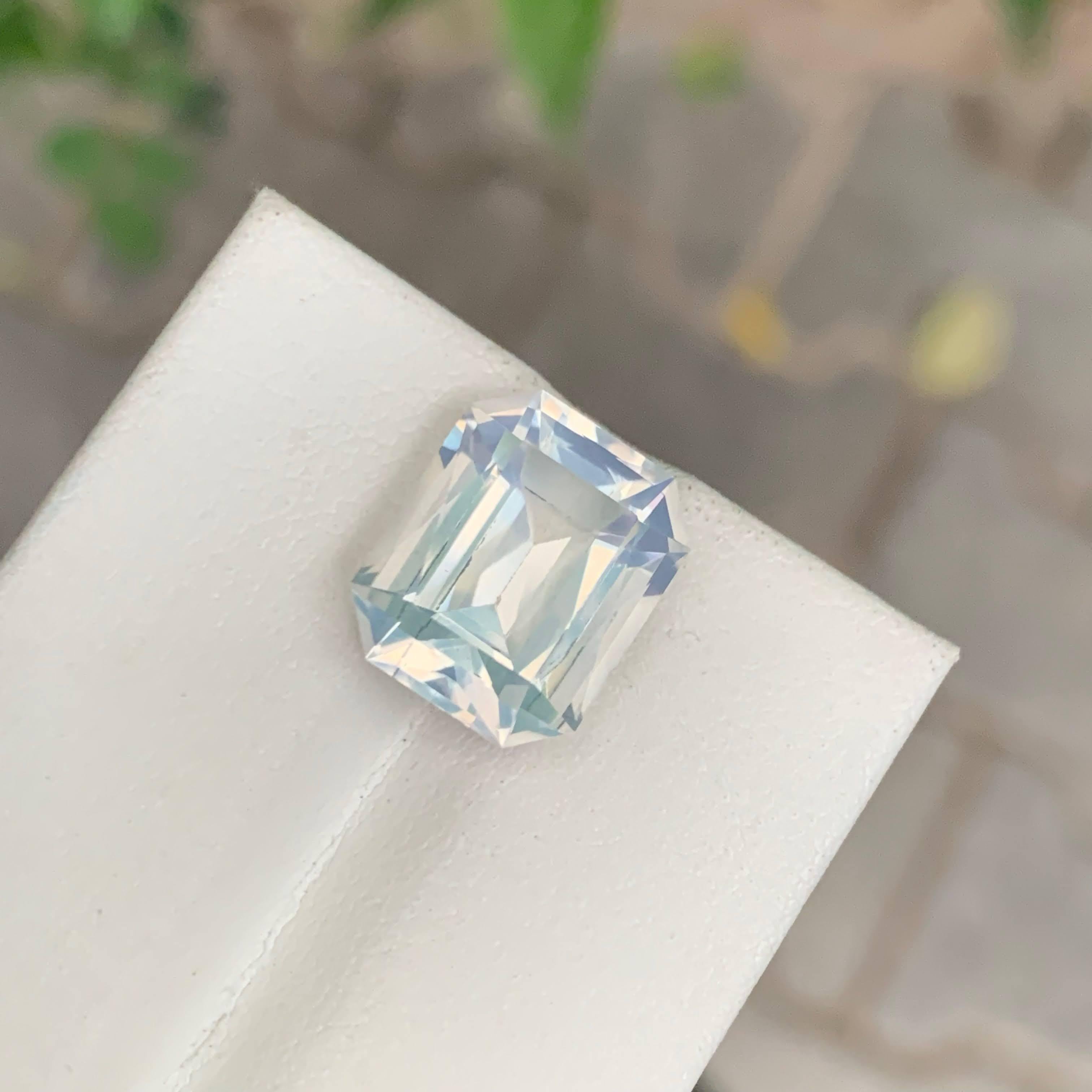 6.55 Carat Natural Loose Milky Quartz Stone Emerald Cut Faceted African Gemstone In New Condition For Sale In Bangkok, TH