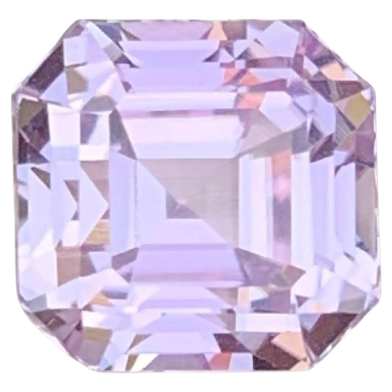 6.55 Carat Natural Loose Pink Color Kunzite Stone Asscher Cut Afghan Gemstone For Sale