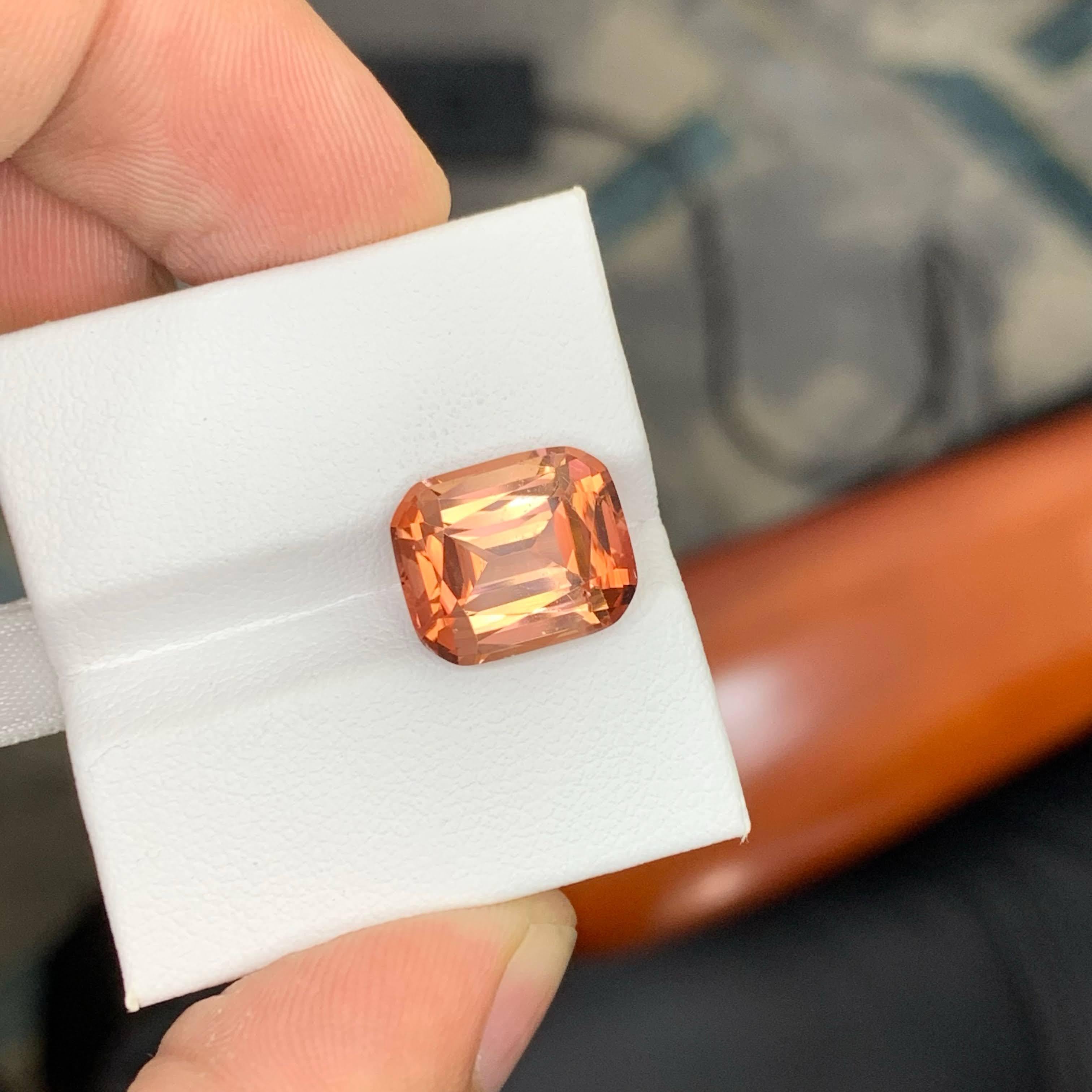 6.55 Carat Natural Loose Sunset Color Tourmaline Cushion Cut African Gemstone For Sale 5