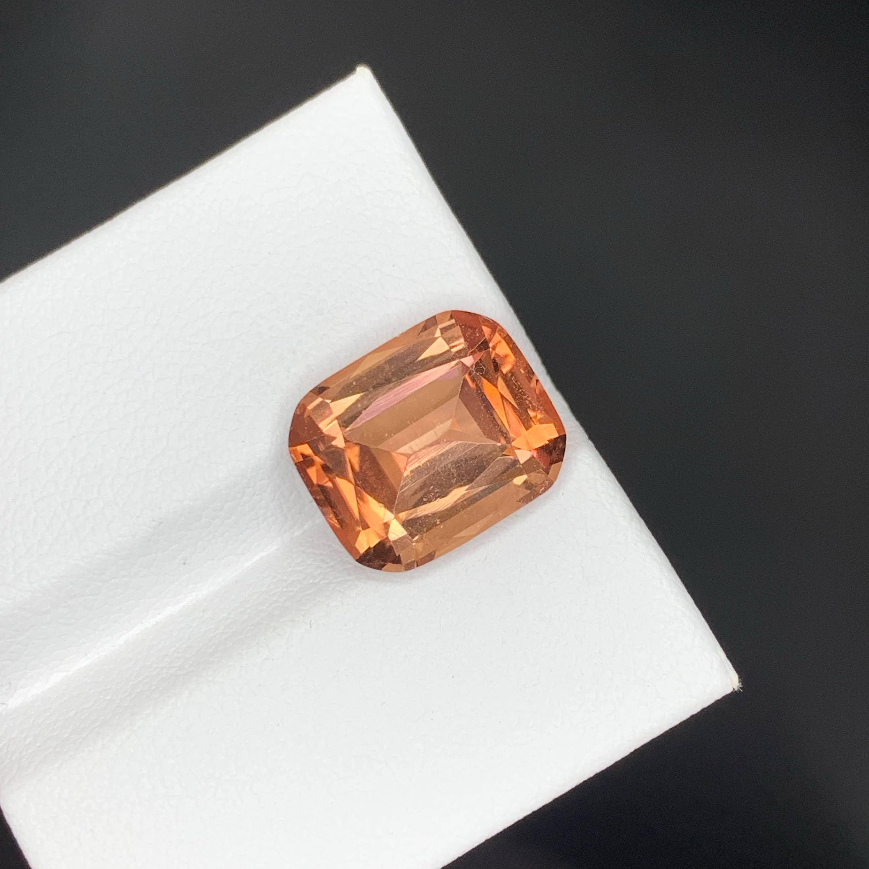 Modern 6.55 Carat Natural Loose Sunset Color Tourmaline Cushion Cut African Gemstone For Sale