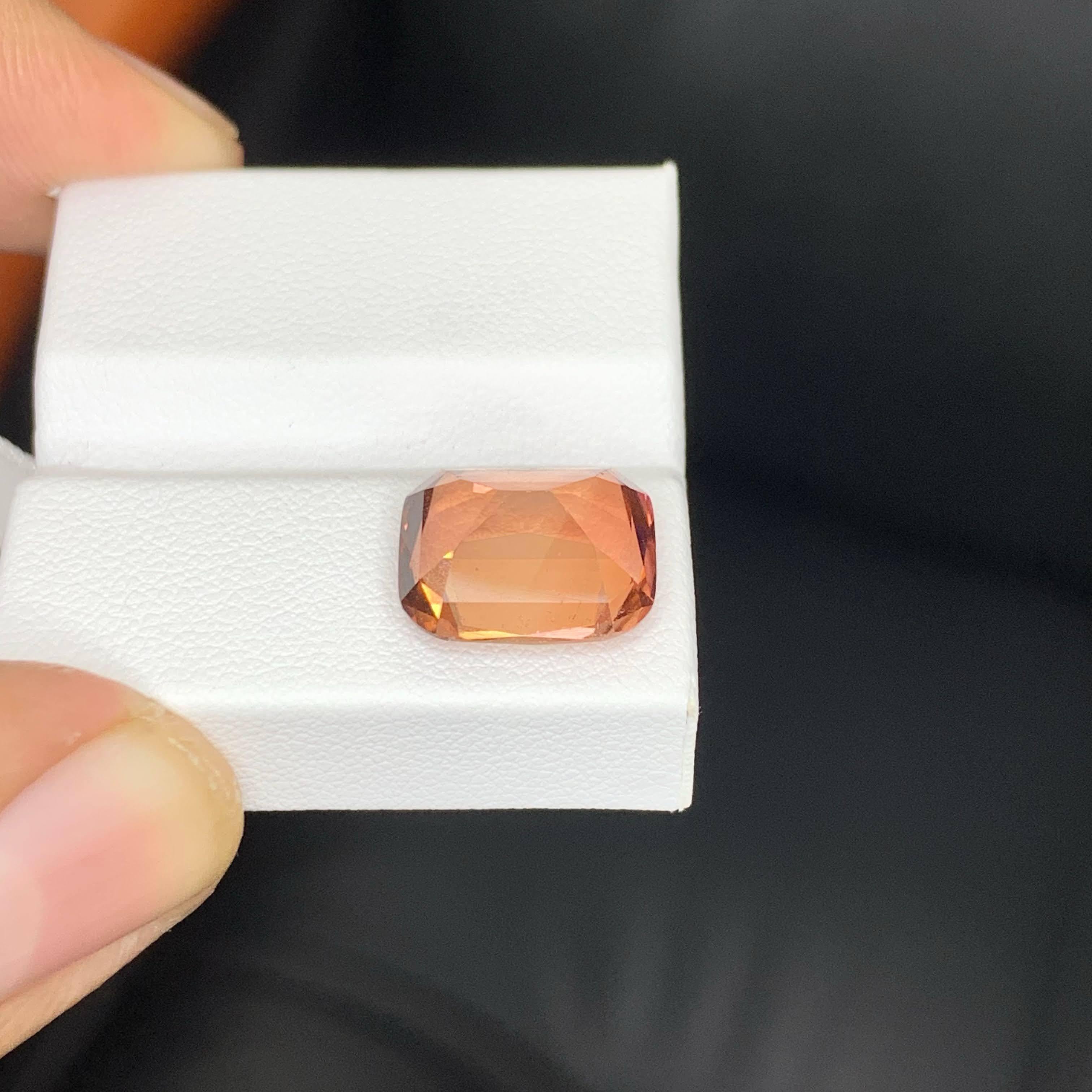 6.55 Carat Natural Loose Sunset Color Tourmaline Cushion Cut African Gemstone In New Condition For Sale In Bangkok, TH