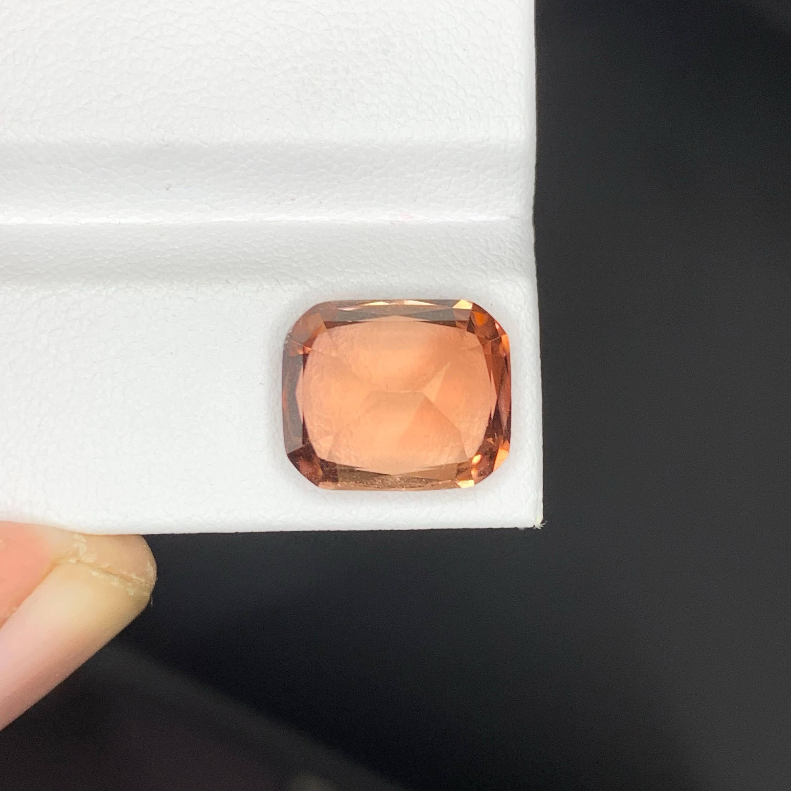 Women's or Men's 6.55 Carat Natural Loose Sunset Color Tourmaline Cushion Cut African Gemstone For Sale
