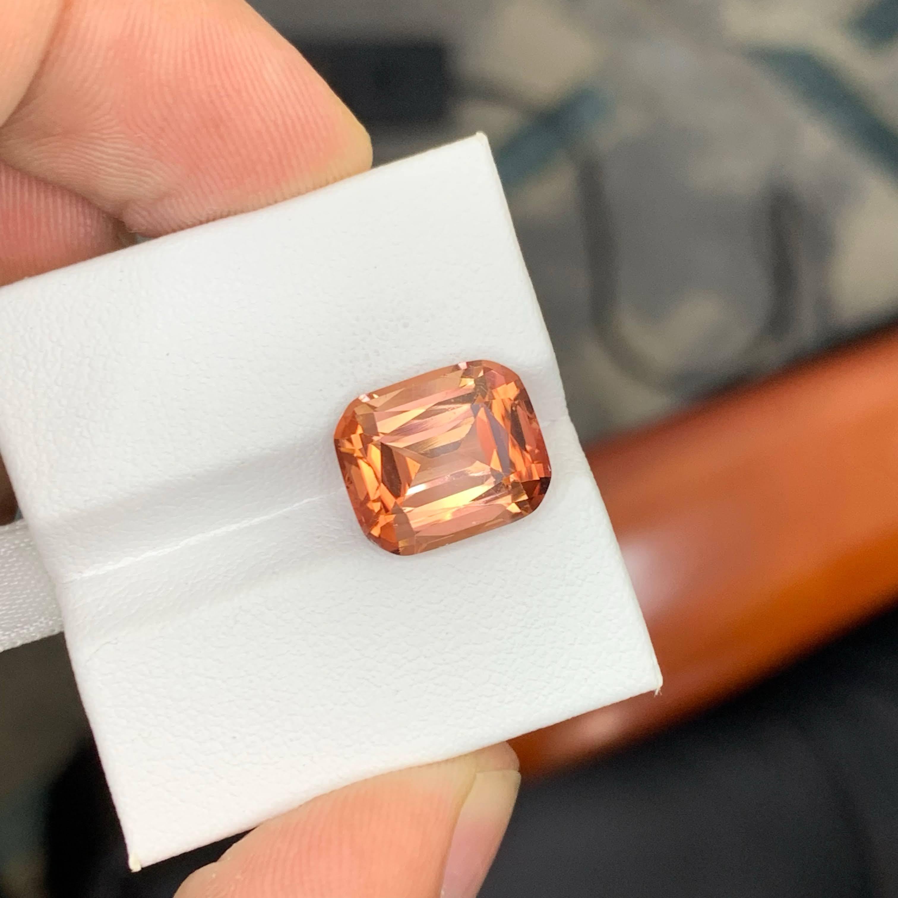 6.55 Carat Natural Loose Sunset Color Tourmaline Cushion Cut African Gemstone For Sale 1