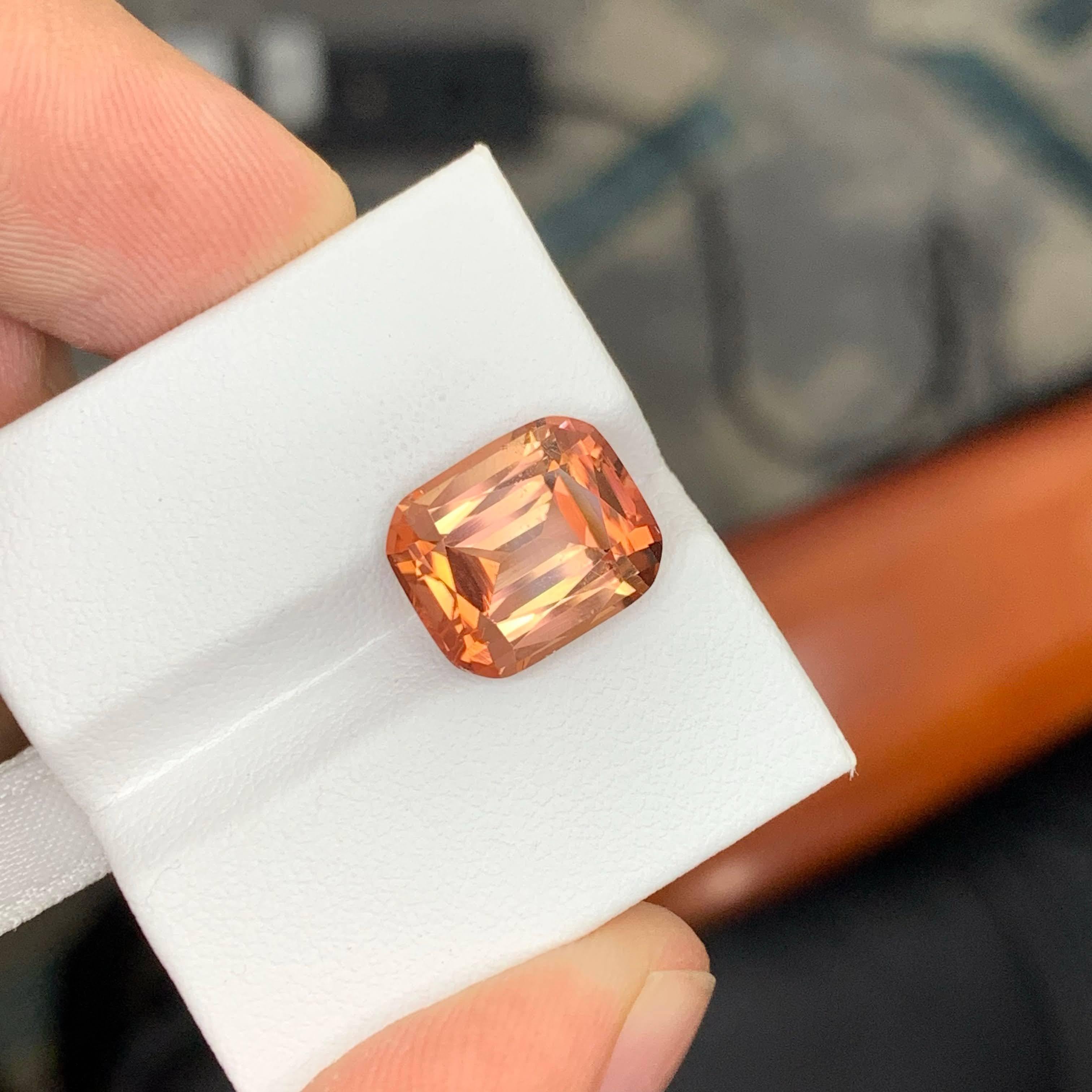 6.55 Carat Natural Loose Sunset Color Tourmaline Cushion Cut African Gemstone For Sale 2