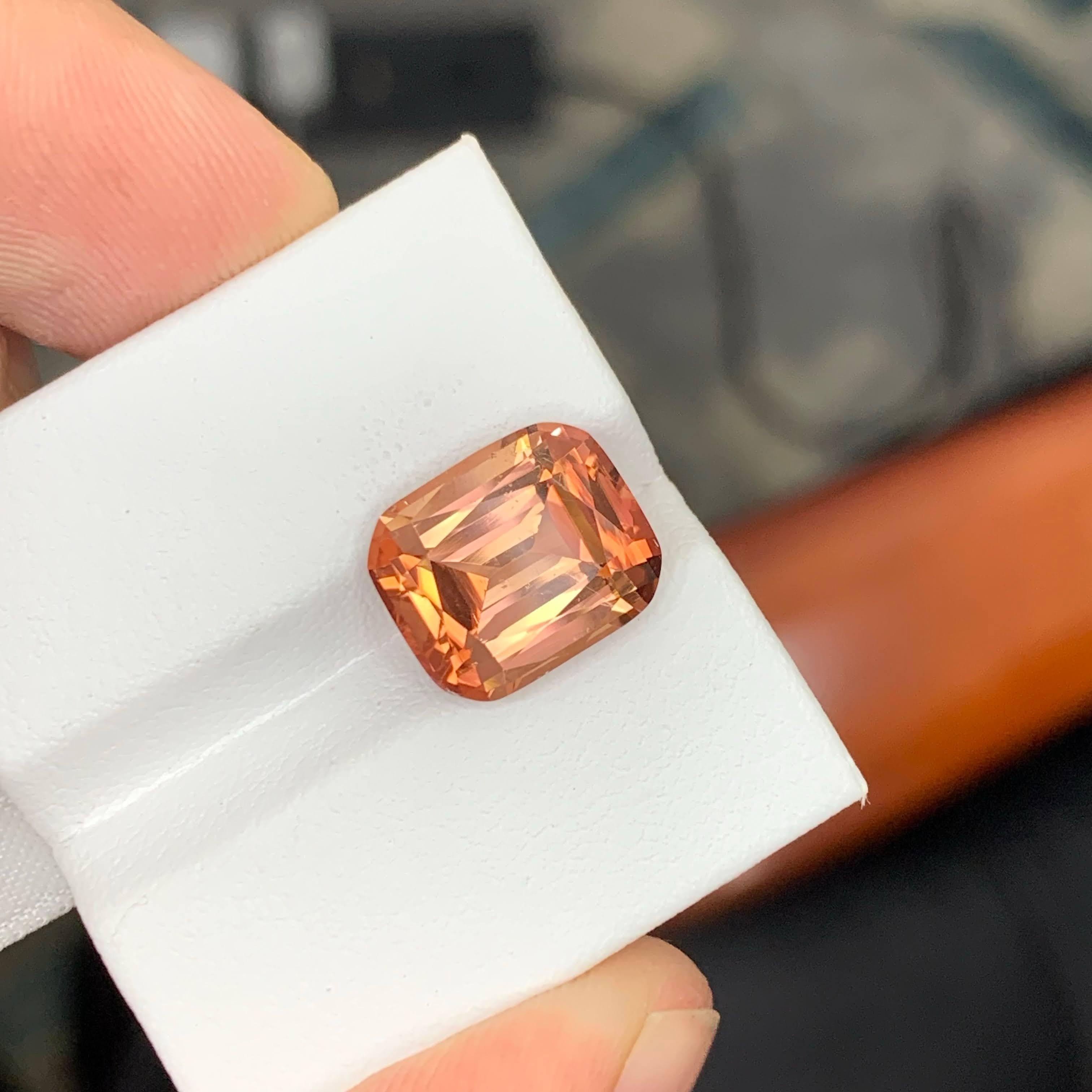 6.55 Carat Natural Loose Sunset Color Tourmaline Cushion Cut African Gemstone For Sale 4