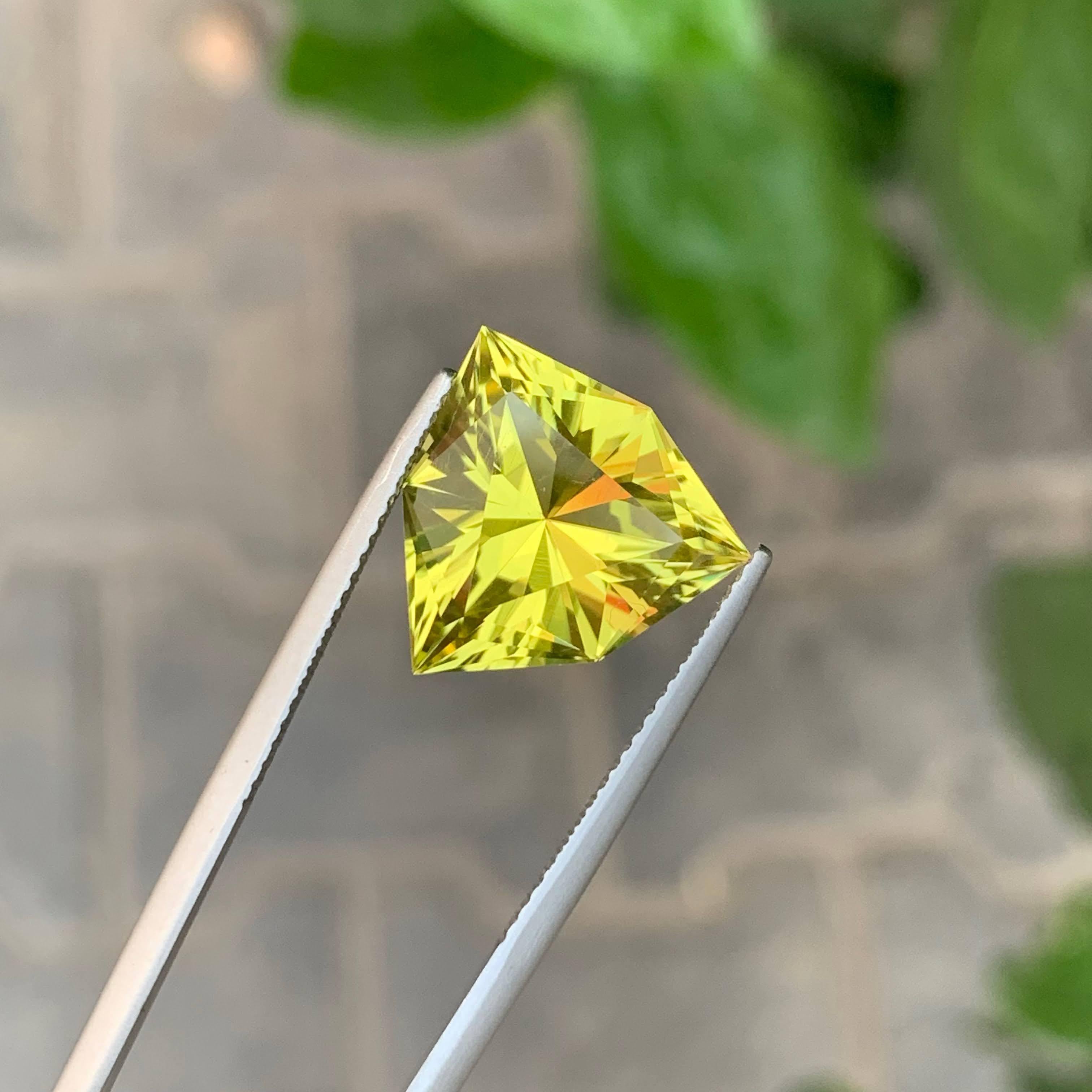 6.55 Carat Natural Loose Yellow Citrine Stone Trillion Cut Brazilian Gemstone In New Condition For Sale In Bangkok, TH