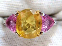 6.55 Carat Natural Yellow Sapphire Ring 14 Karat*