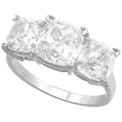 6.55 Carat Old Cut Diamond and Platinum Trilogy Ring