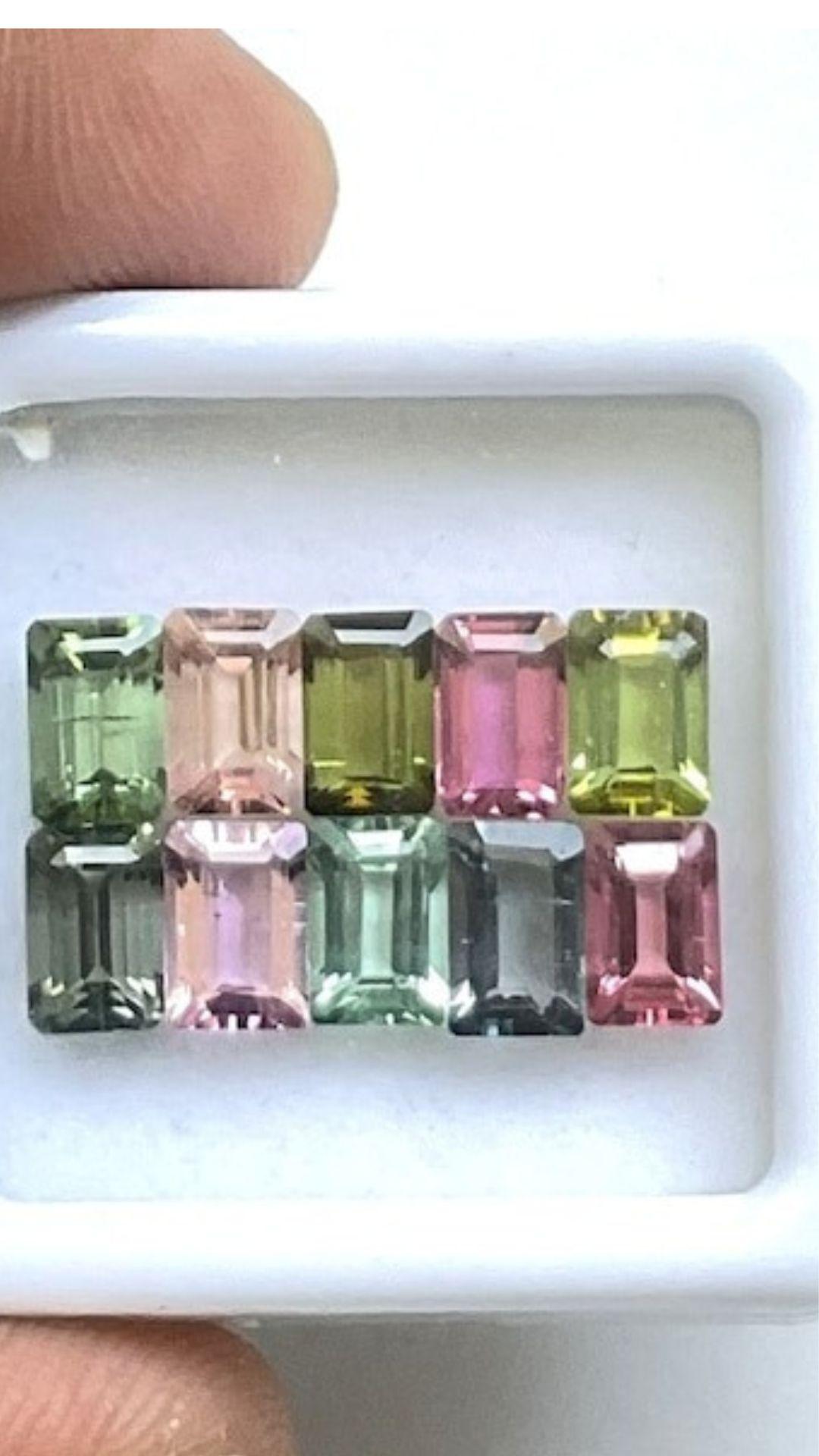Cushion Cut 6.55 Carats Multiple Colors of Tourmalines Octagon Cut Stone