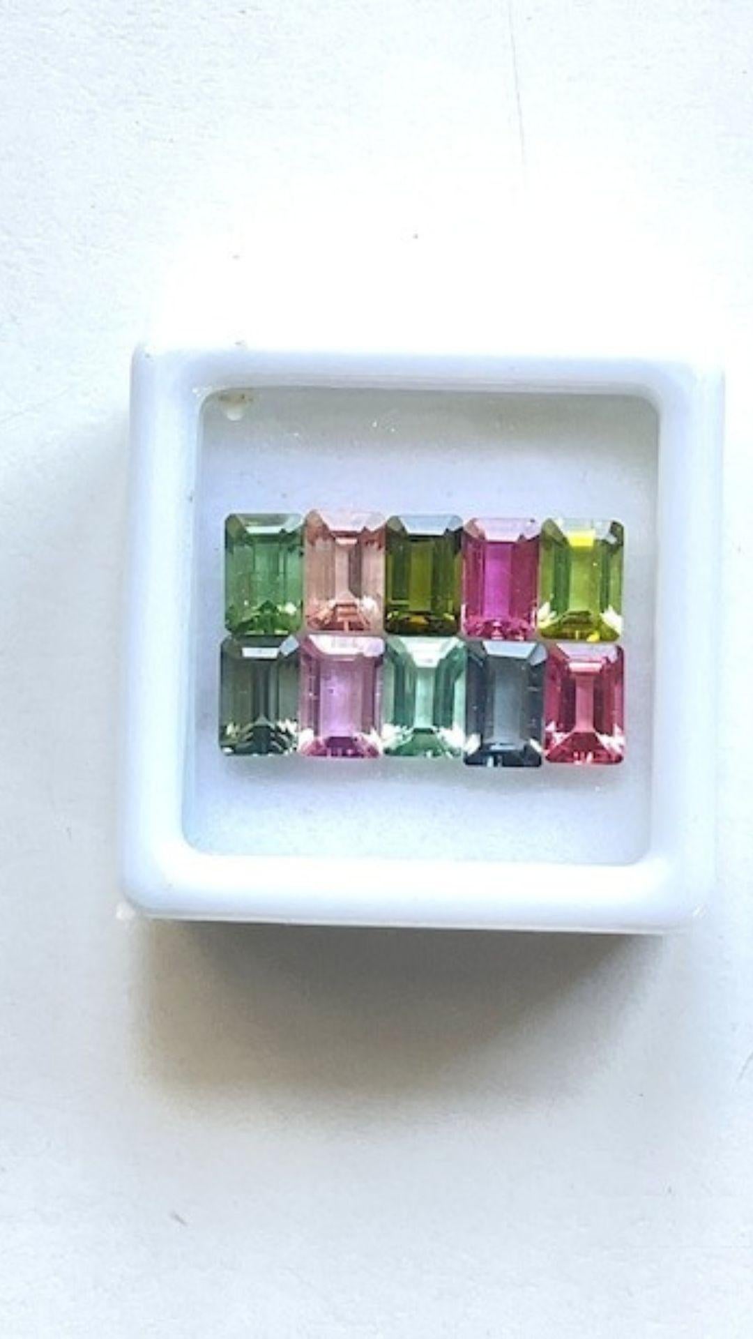 6.55 Carats Multiple Colors of Tourmalines Octagon Cut Stone In New Condition In Jaipur, RJ