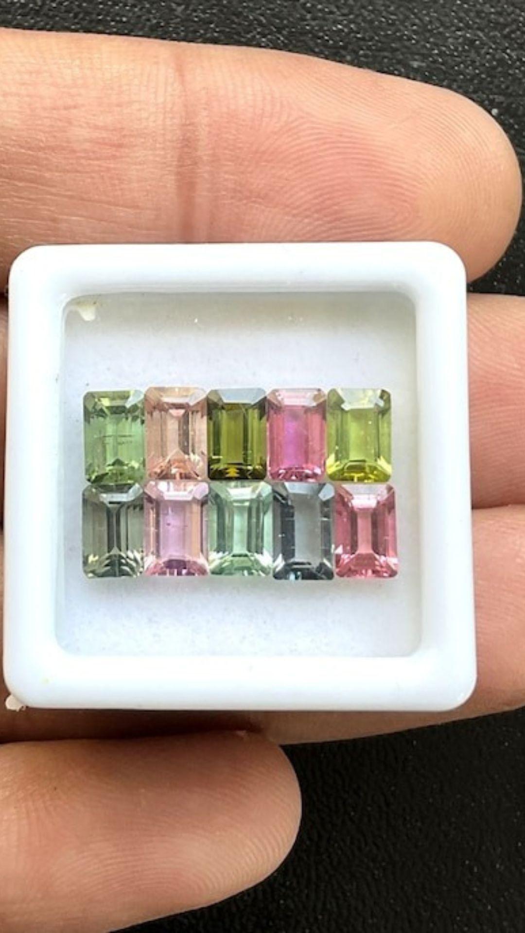 Women's or Men's 6.55 Carats Multiple Colors of Tourmalines Octagon Cut Stone