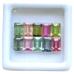 6.55 Carats Multiple Colors of Tourmalines Octagon Cut Stone