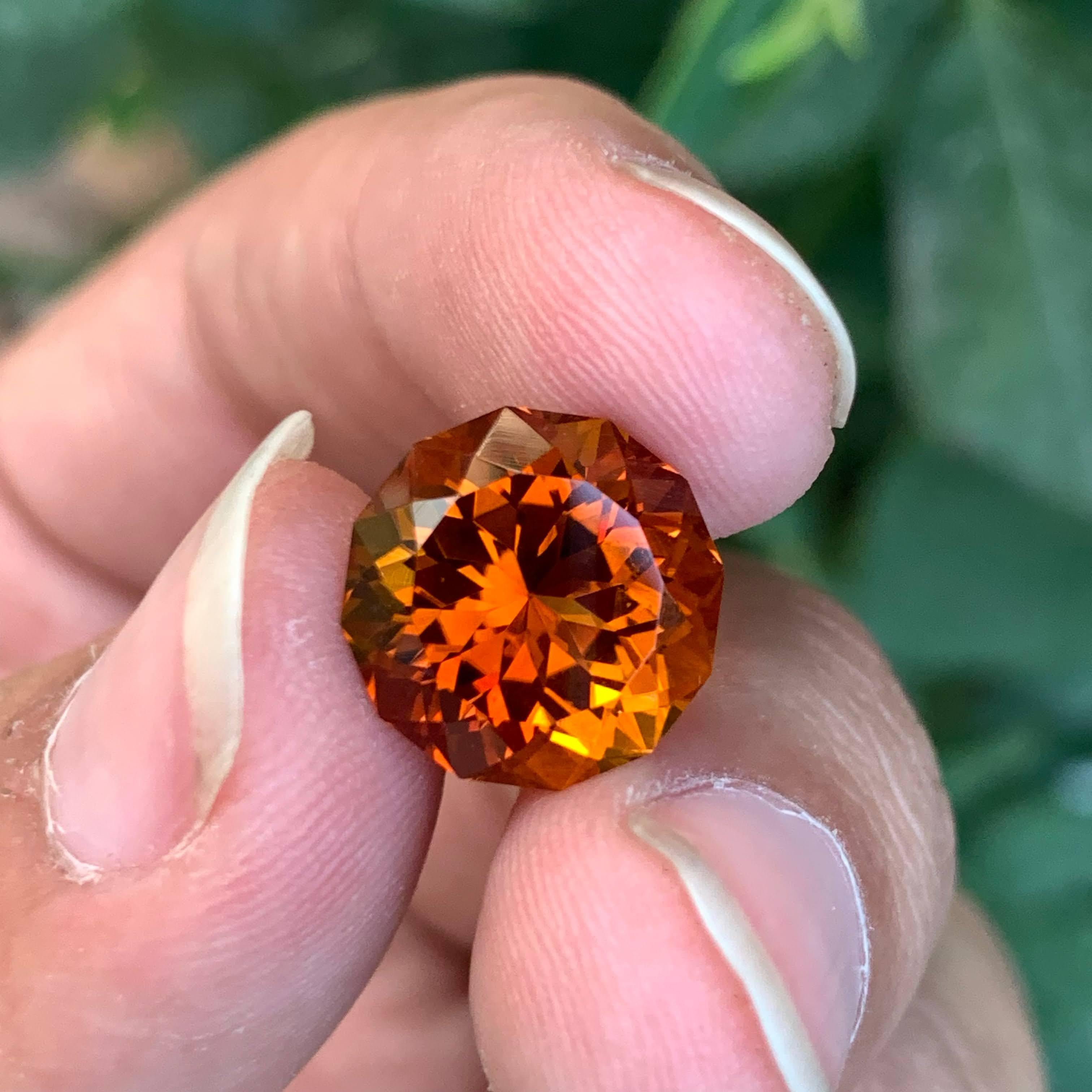 6,55 quilates Piedra Citrino de Fuego Suelta Talla Redonda Piedra Natural Brasileña en venta 3