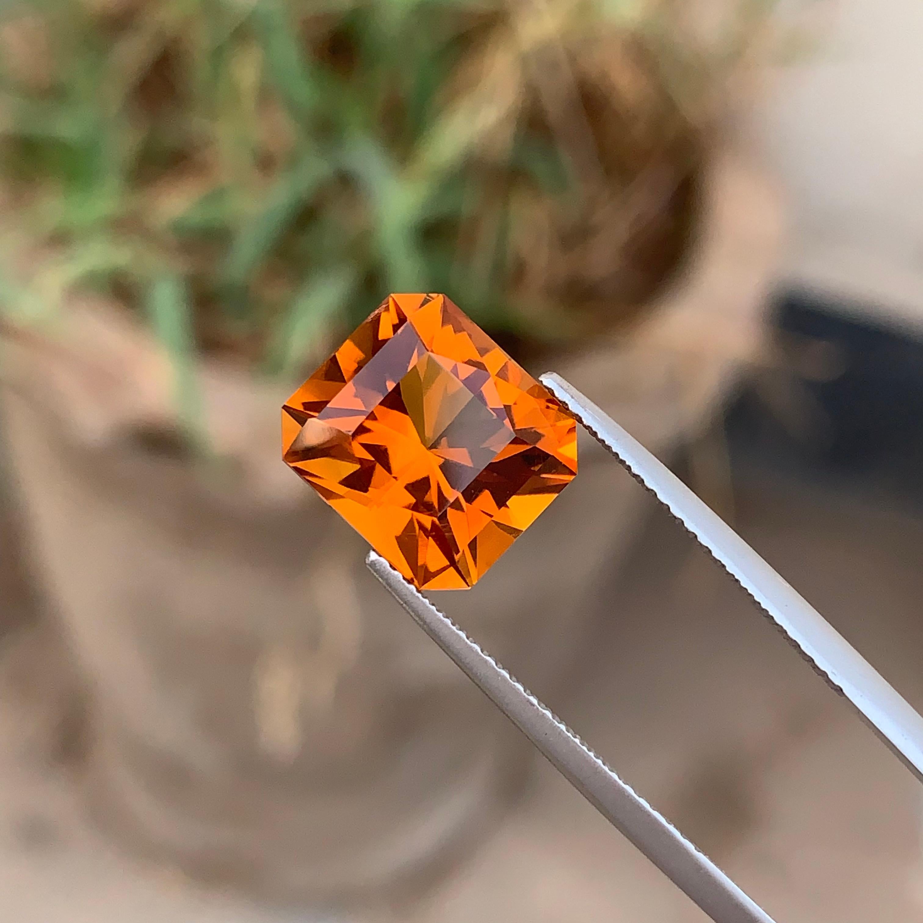 6,55 Karat Lose Orange Mandarin Citrin Edelstein aus Afrika Minen (Smaragdschliff)