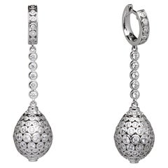 Pendants d'oreilles cocktail design Aladdin en argent sterling avec zirconia cubique taille cubic de 6,55 carats