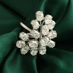 6.56 Carat Natural Diamond Cluster Statement Cocktail Ring in 18K White Gold