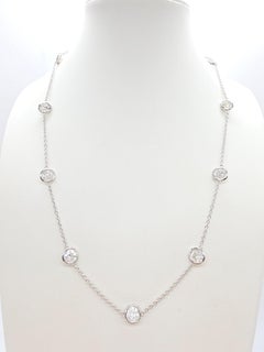 CLEARANCE, Natural Diamond by the Yard Necklace, 6.56ct in 14K White Gold 18"