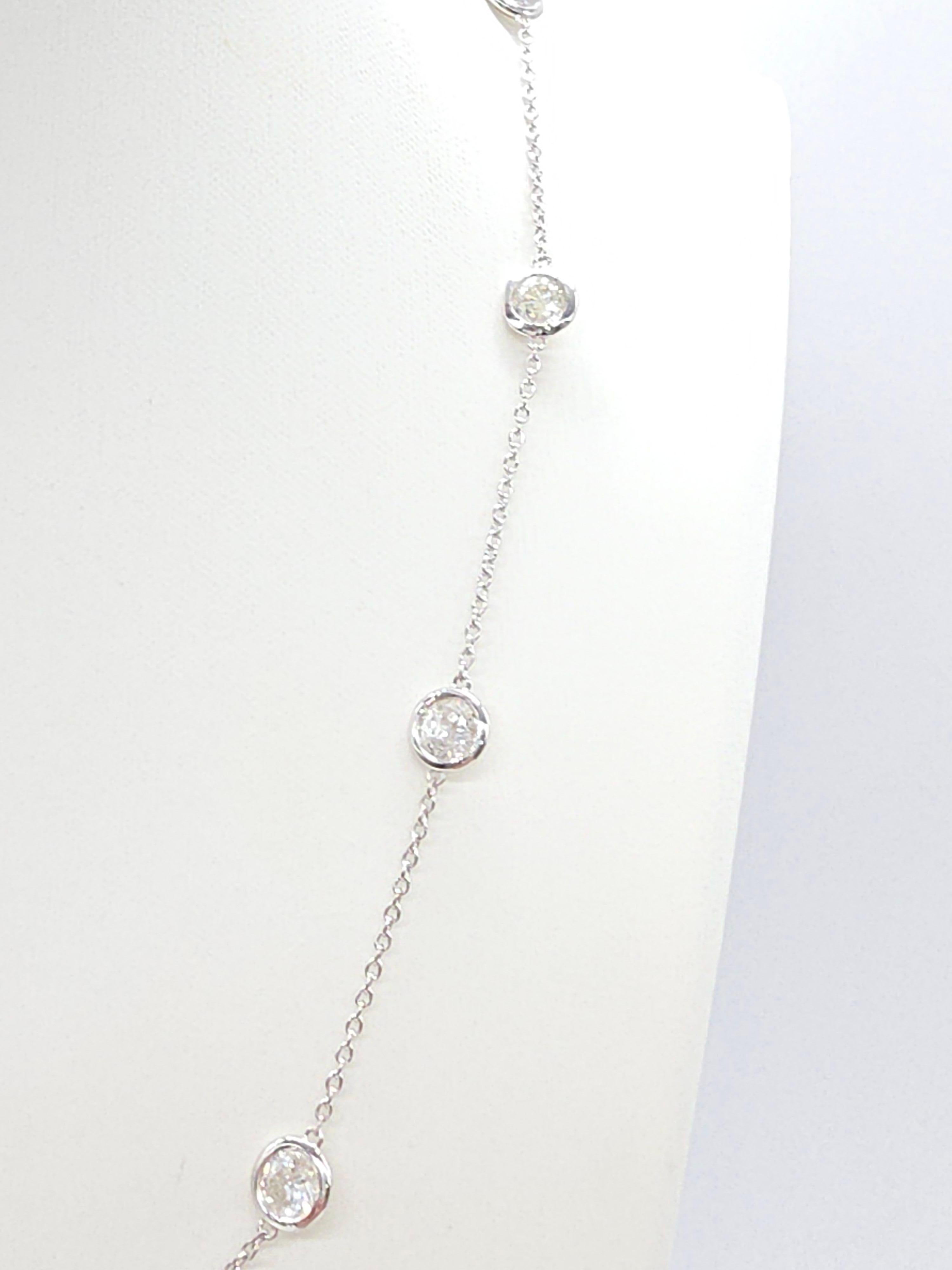 6,56 Karat Nature Diamond By The Yard Halskette 14 Karat Weißgold 18'' im Zustand „Neu“ im Angebot in Great Neck Plaza, NY