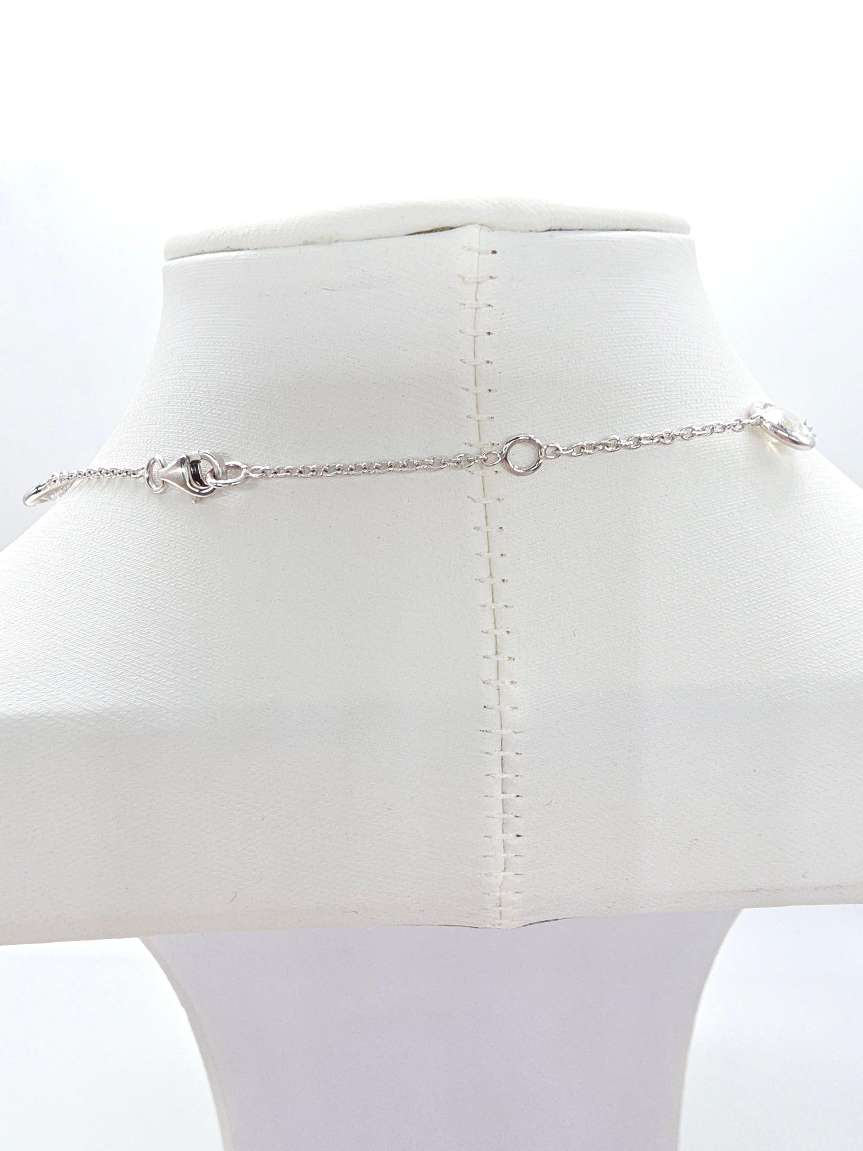 6,56 Karat Nature Diamond By The Yard Halskette 14 Karat Weißgold 18'' Damen im Angebot