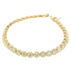 Bracelet tennis en or jaune 18 carats avec diamants ronds de 6,56 carats